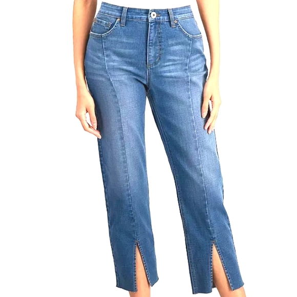 INC International Concepts Denim - INC | Women's High Rise Slit-Hem Crop Jeans.